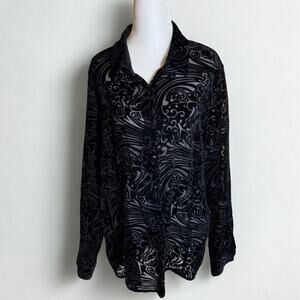 Croft & Barrow Whimsigoth Fairy Grunge Velvet Burnout Top Womens L Sheer Indie